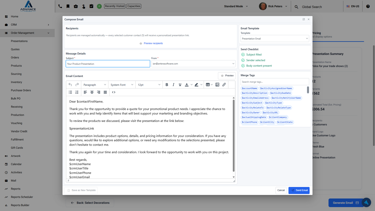 Review & Send Customer Emails